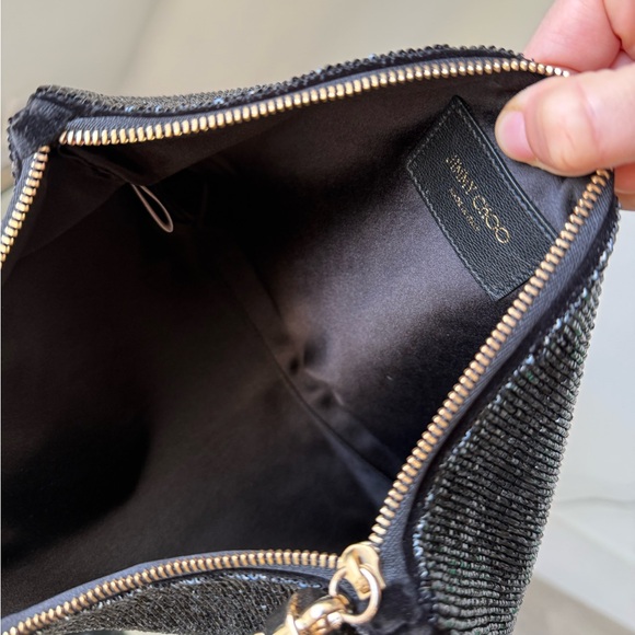 Like new JIMMY CHOO Callie Black And Gold I Want Choo Beaded Clutch Bag $1,995 - Picture 5 of 14